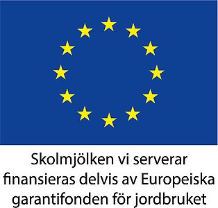 Bild som säger: Skolmjölken vi serverar finansieras delvis av Europeiska garantifonden för jordbruket.